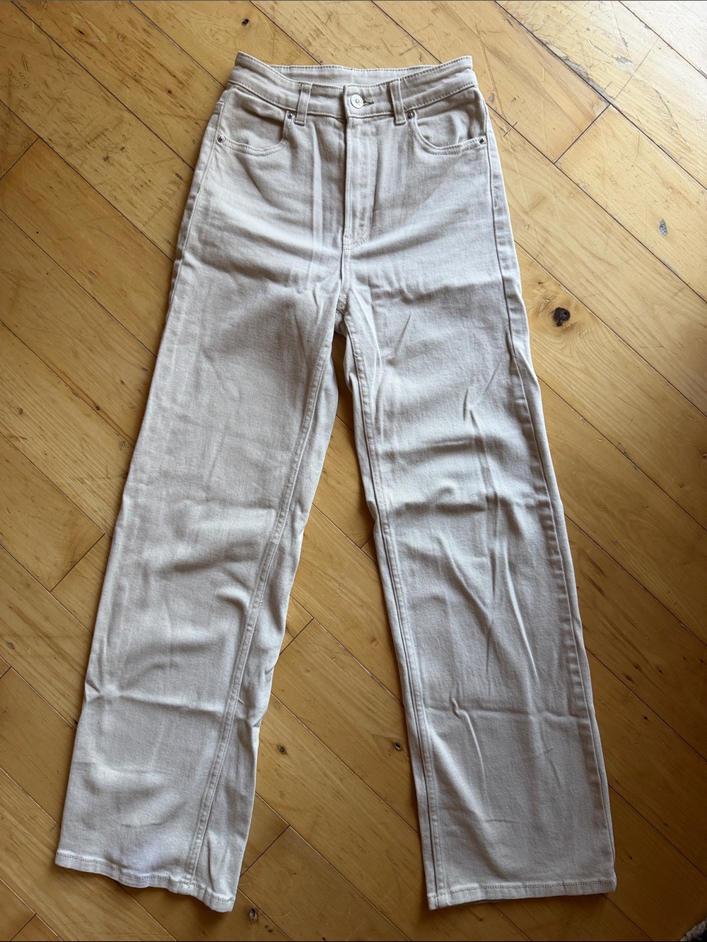 H&M Cream Straight-Leg Women's Jeans